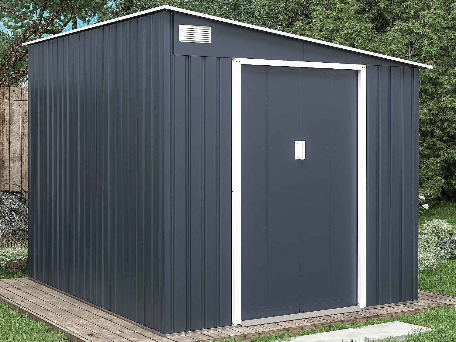 Wiata ogrodowa ze stali galwanizowanej w kolorze antracytowym 5,49 m² - DAUSTIN