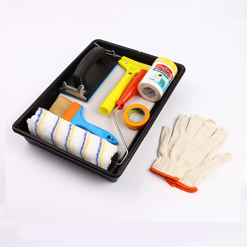Outils à main personnalisés, outils de peinture murale, ensemble de rouleaux à peinture avec poignée en caoutchouc Outils à main personnalisés, outils de peinture murale, ensemble de rouleaux à peinture avec poignée en caoutchouc
