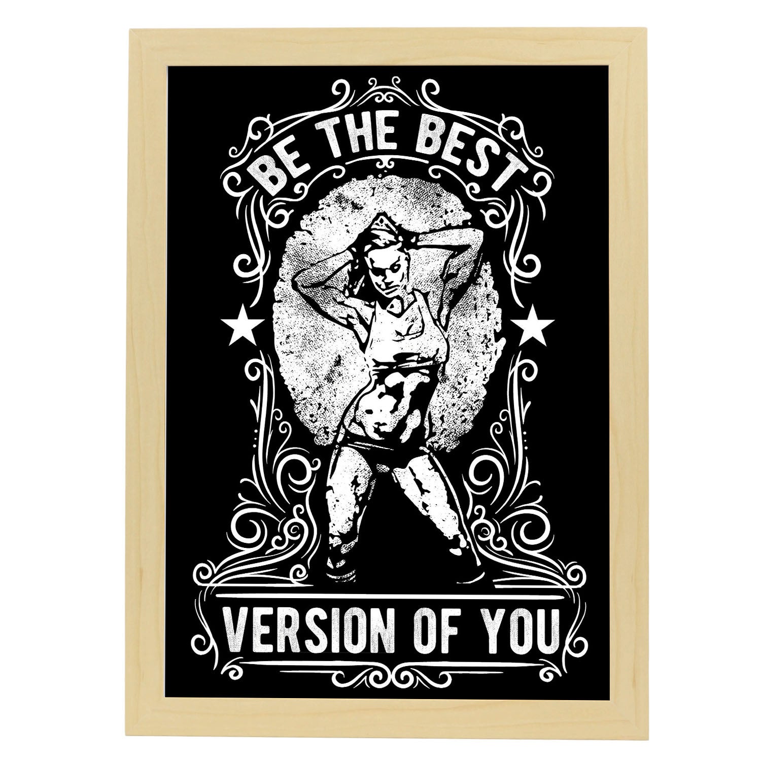 Póster de sé la mejor versión de ti citas cuadros decorativos para su sala de estar hogar impresión de arte de pared a3 con marcos de madera