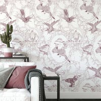 Papier peint art déco avec oiseaux seigneurial - 85x260 cm (l x h ...