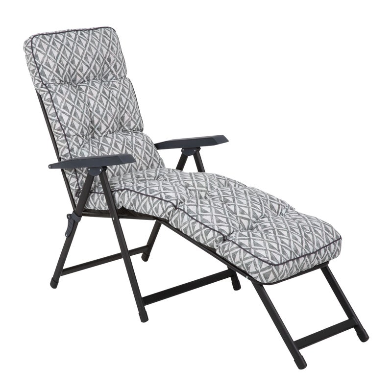 Leżak ogrodowy z podnóżkiem Lena Lounger Black Edition geometryczny Patio