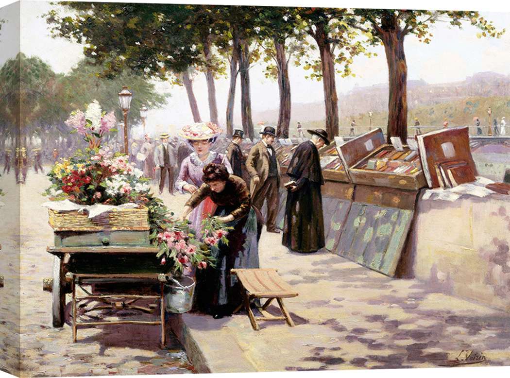 Pintura, impresión sobre lienzo - jules antoine voirin, los muelles del sena, parís – 100x70 cm