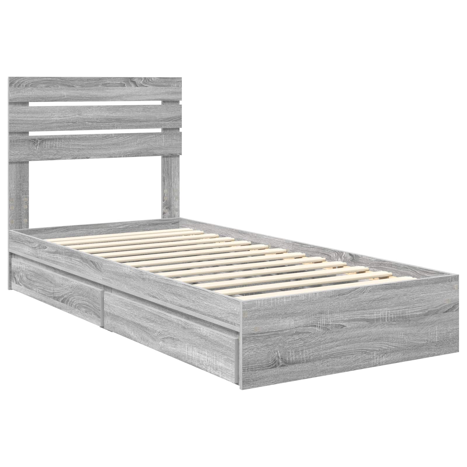 Lit de rangement Gris 90 x 200 cm Panneau de bois - 4