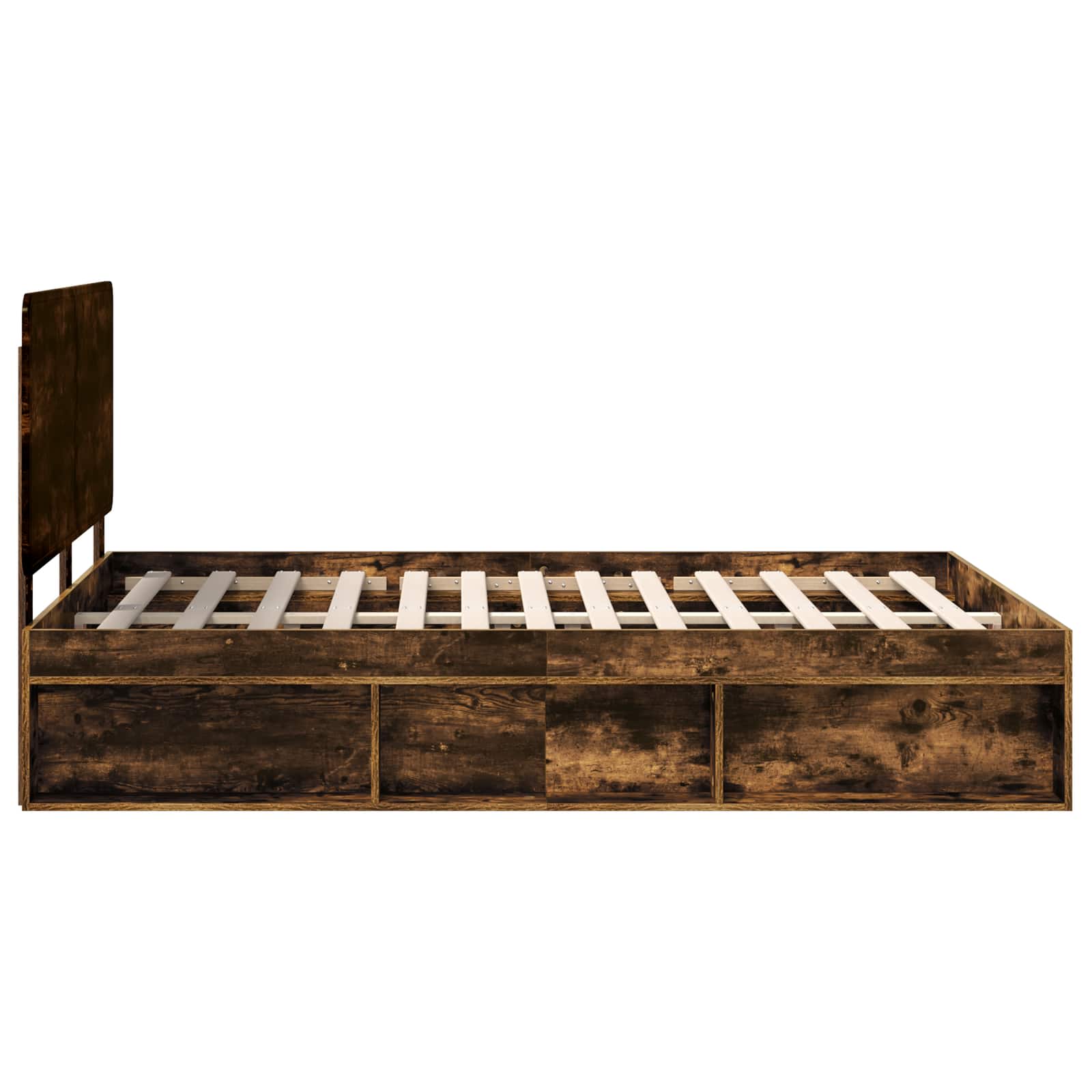 Cadre de lit chêne fumé 140 x 190 cm en bois de pin massif - 8