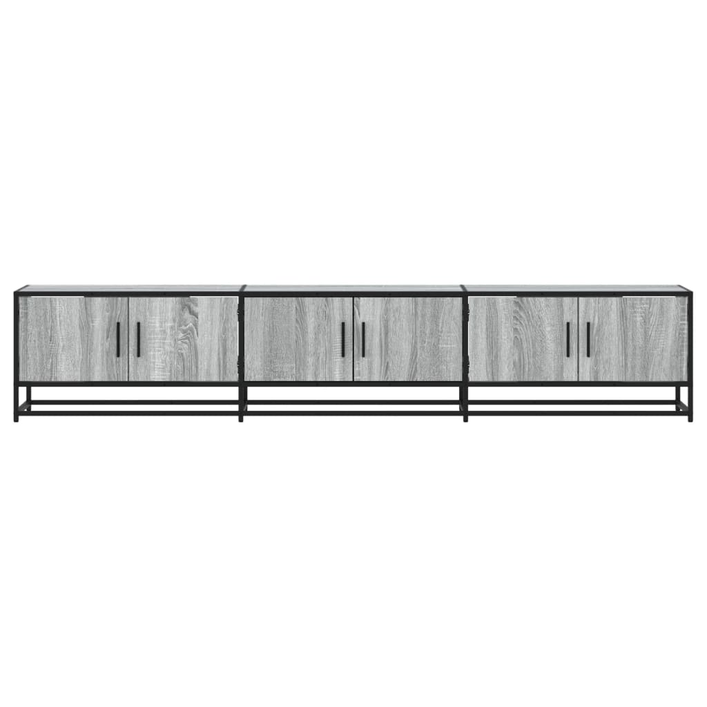Meuble TV sonoma gris 210x35x41 cm bois d'ingénierie - 4