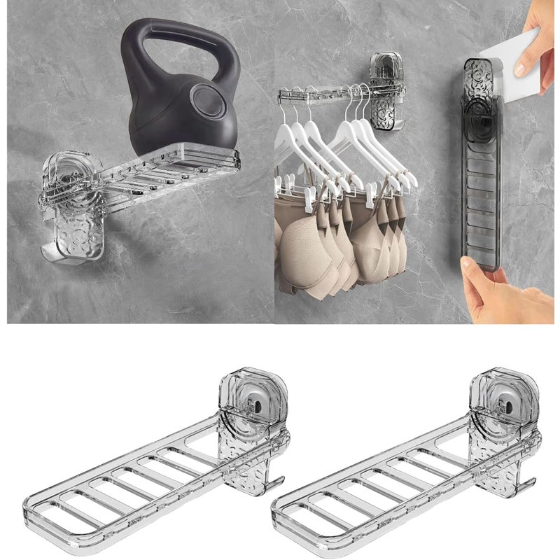 Składana suszarka do ubrań z mocną przyssawką – nie wymaga wiercenia, nadaje się do łazienki, na balkon, do okna, zestaw 2 sztuk (przezroczysta biel)