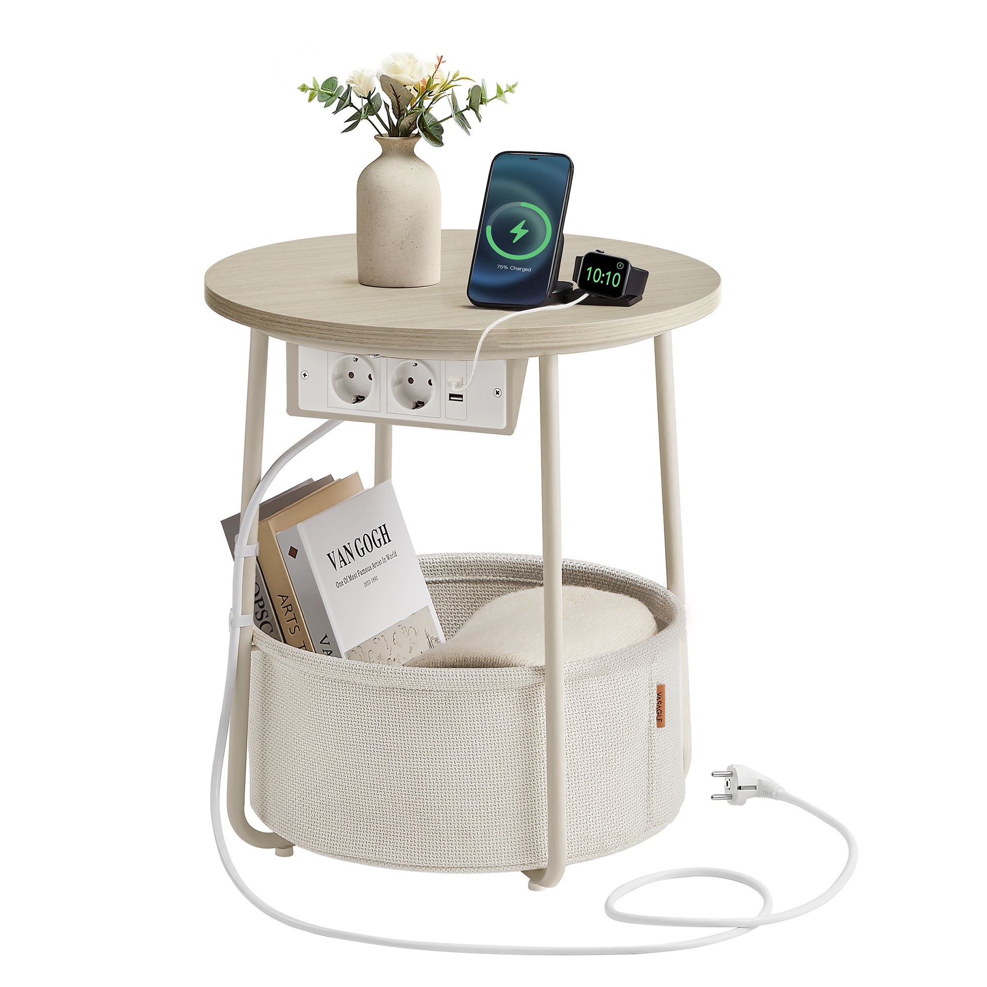 Outsunny Petite Table Basse Ronde 70x42cm - Table D'Appoint Jardin Extérieur Avec Patins Antidérapants, Orange