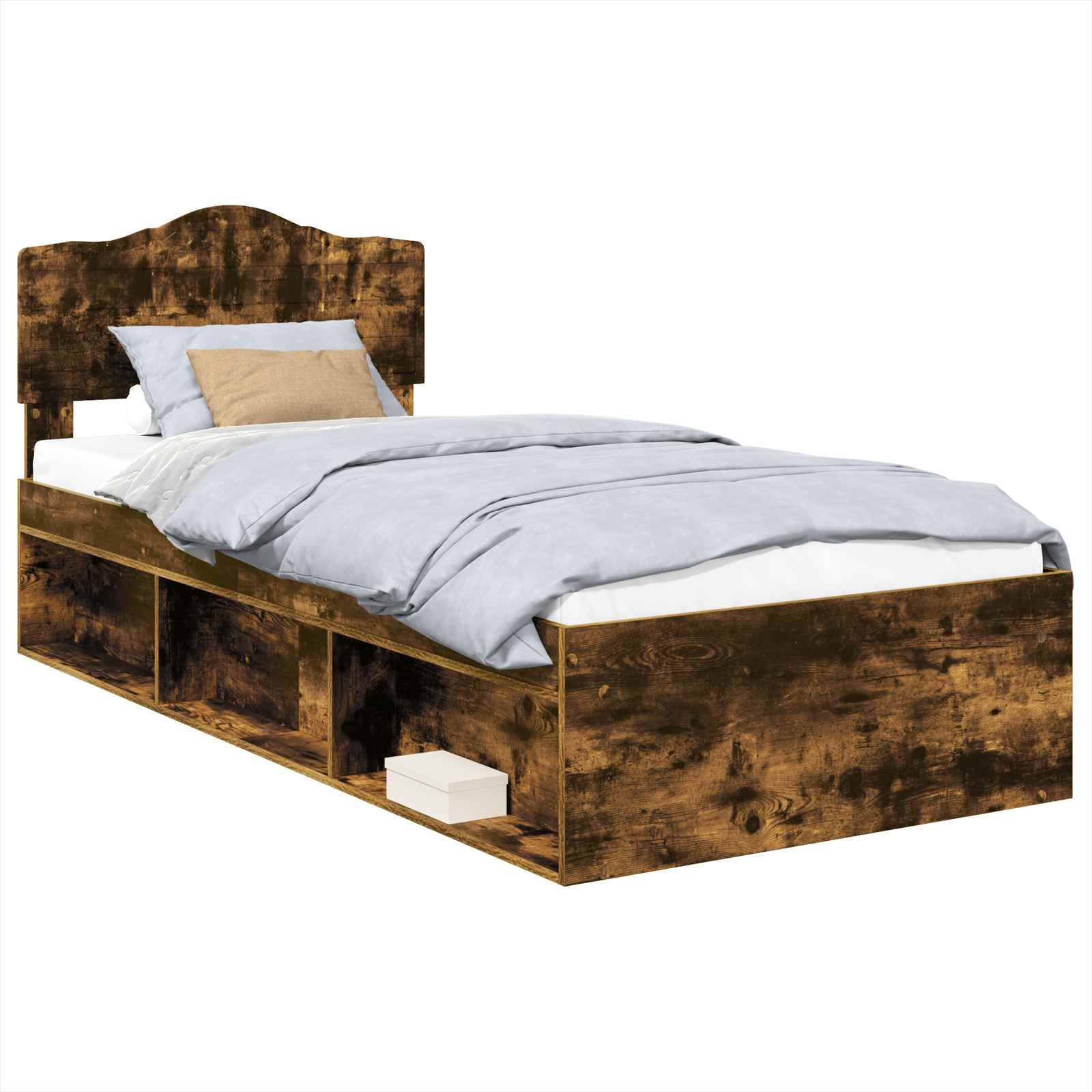 Cadre de lit chêne fumé 90 x 190 cm en bois de pin massif - 2