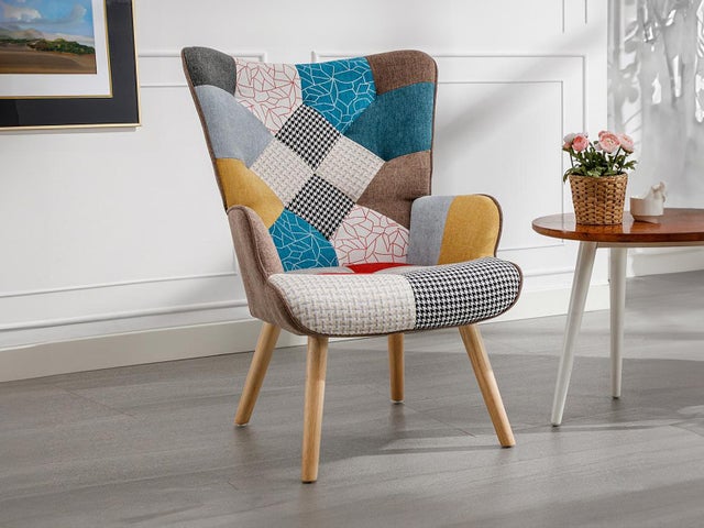 Poltrona in tessuto patchwork cucita a mano BLU | Leroy Merlin