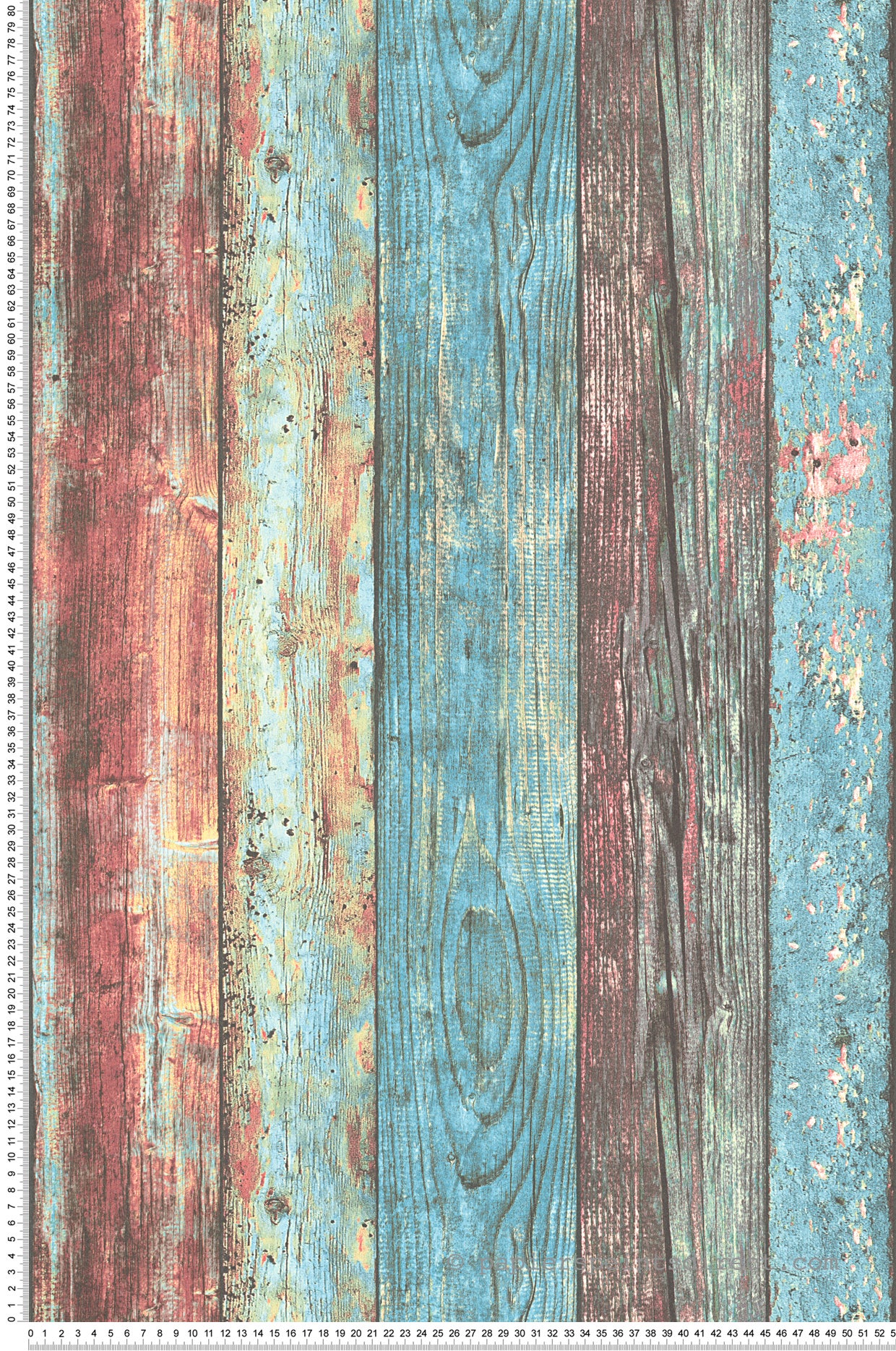 Tapeta wygląd drewna w wielu kolorach,niebieskim,czerwonymIbrązowym - 53 cm x 10.05 m - A.S. CRÉATION