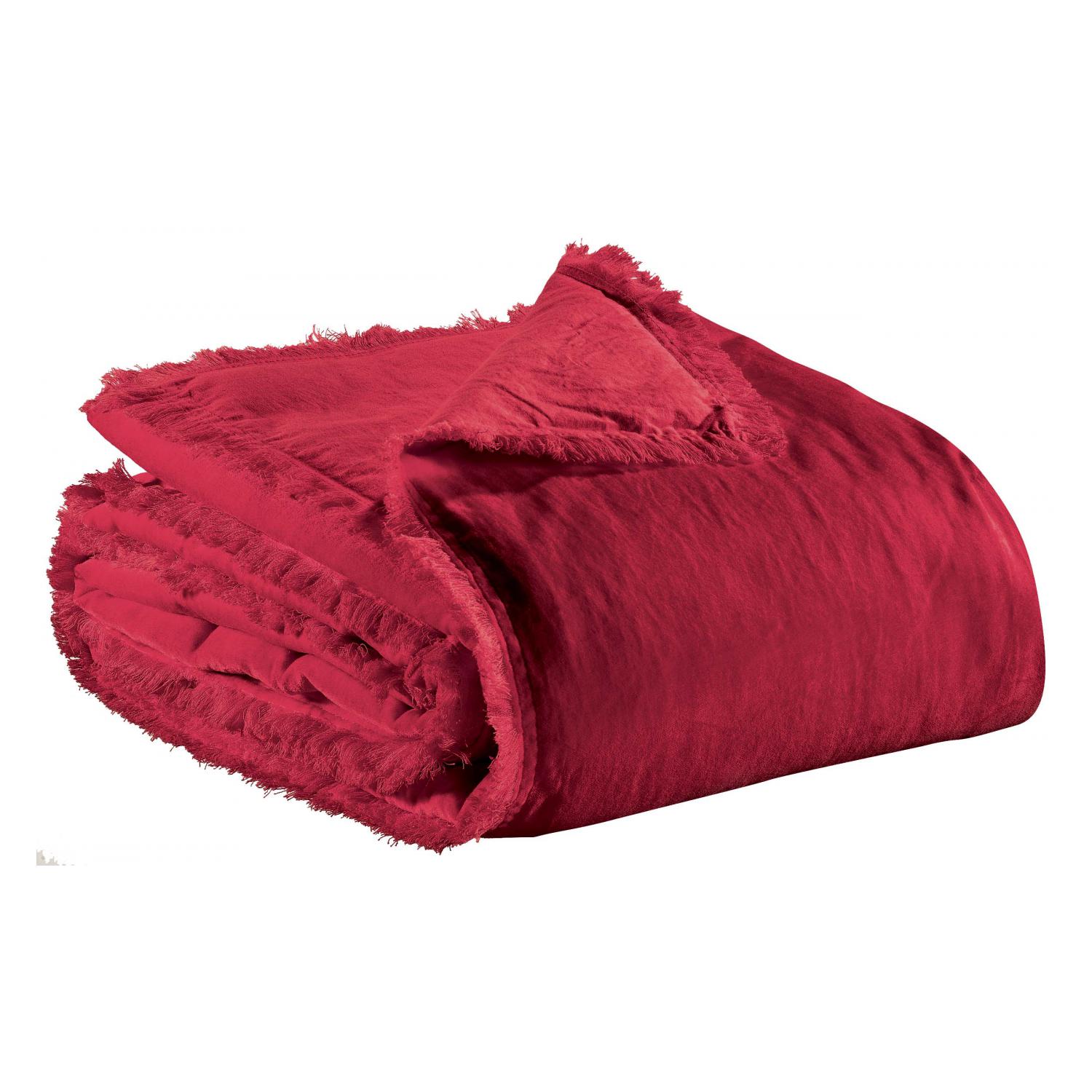 Jeté uni Fara rubis 240 x 260 cm Vivaraise - 4