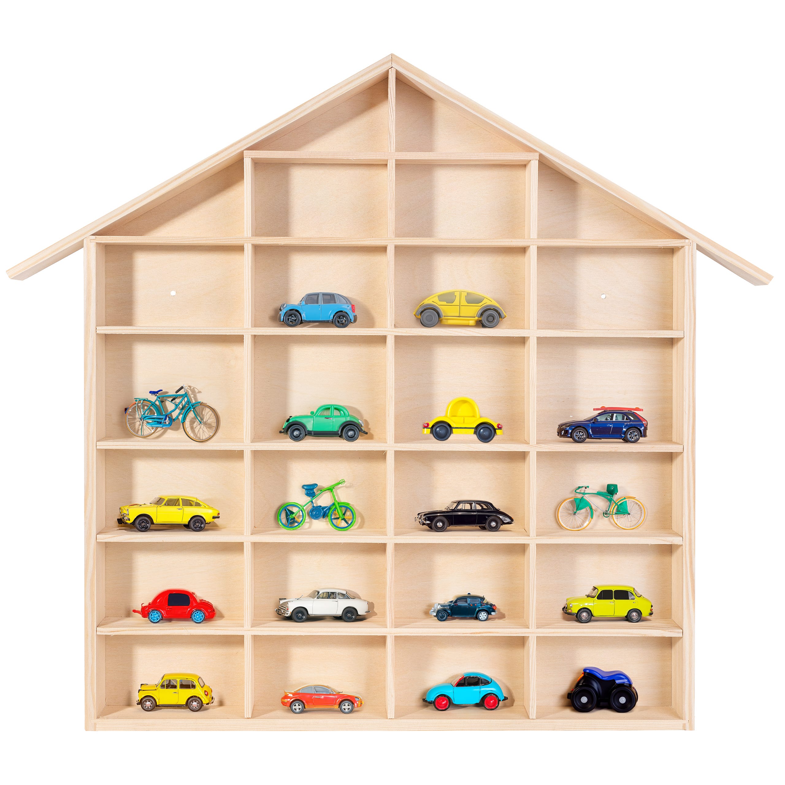 Creative Deco Bacheca Da Parete Portaoggetti, Scaffale Legno | Espositore Con Divisori 28 Scomparti | 44.5 X 40 X 3 Cm | Mensola, Vetrina Espositiva | Portagioie Per Stoccaggio E Decorazione
