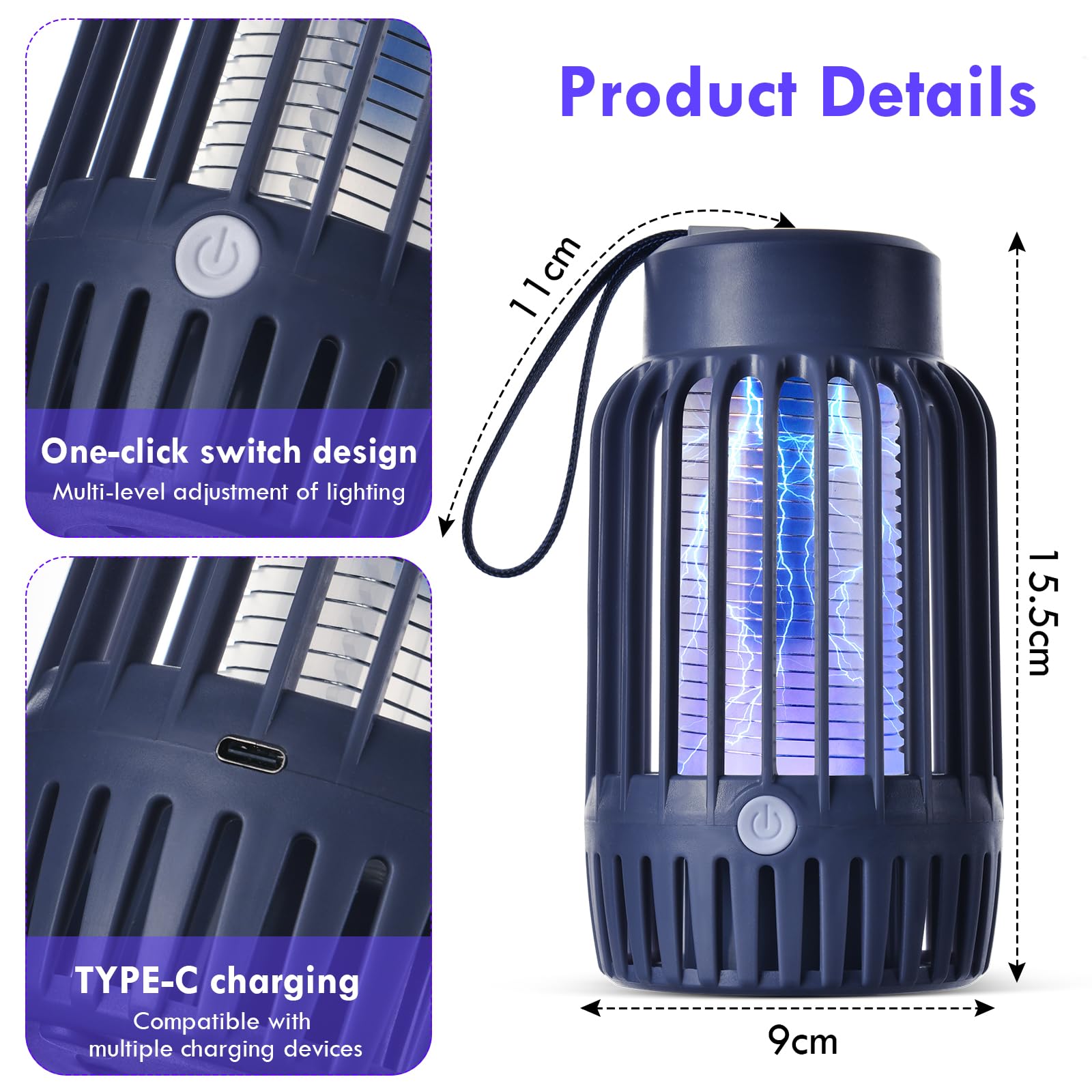 Attrape-mouches électrique Surakey – Rotation Silencieuse, USB Rechargeable, 4800 MAh, Pour Maison Et Extérieur