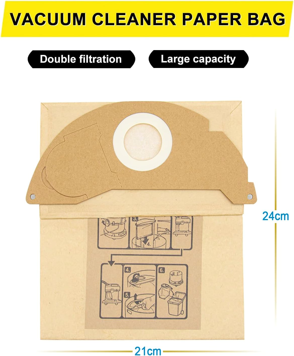 5 Sacchetti Per Aspirapolvere Kärcher VC 6200 / VC6200 - Foto 3