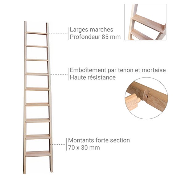 Echelle meunier 9 marches - Hauteur à atteindre 2.30m - BMP250 - 3