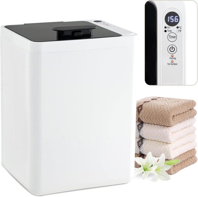 Chauffe-serviettes électrique mural avec étagère supérieure, chauffage intelligent avec panneau tactile, minuterie 9H et contrôleur de température de 30 à 70 ℃, pour douche, jacuzzi, noir Chauffe-serviettes électrique mural avec étagère supérieure, chauffage intelligent avec panneau tactile, minuterie 9H et contrôleur de température de 30 à 70 ℃, pour douche, jacuzzi, noir