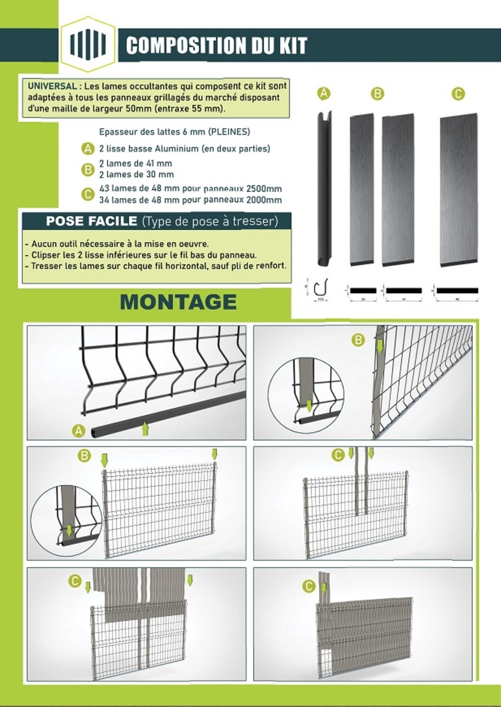 Kit lamelles occultantes PVC pleines mousse expansé H.103 x L.250 Gris Foncé finition 3D - 8