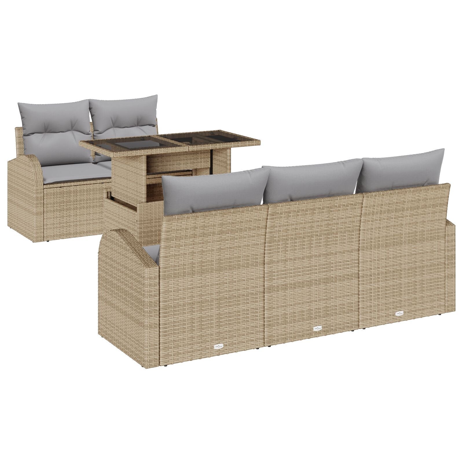 Zestaw Sof na Ogród z poduszką 6 pcs Beżowy Rattan poli vidaXL