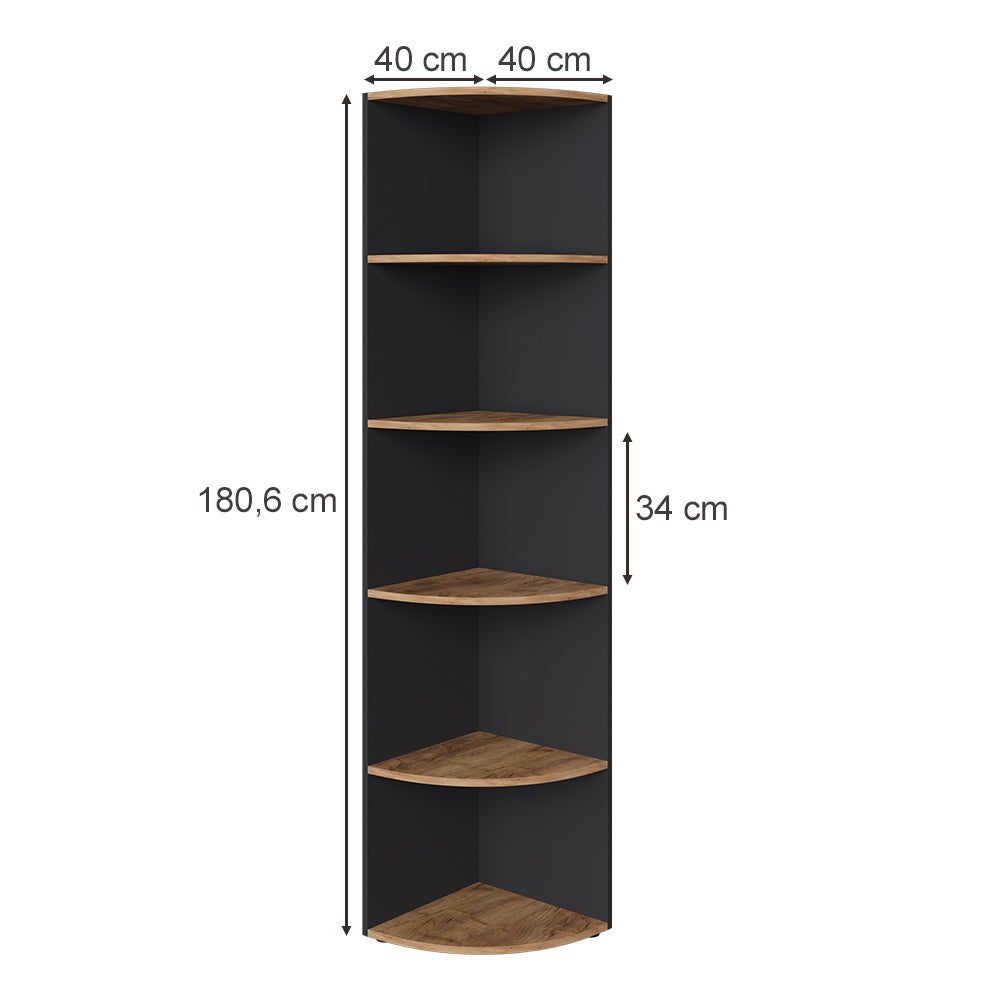 Vicco Étagère dangle Ecki, Anthracite/chêne doré, 40x180cm - 3