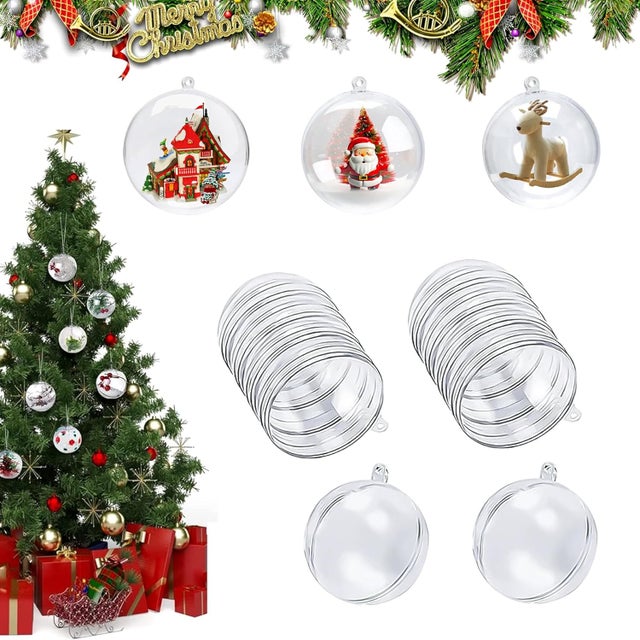 40 palline di plastica trasparente, palline trasparenti riempibili, per