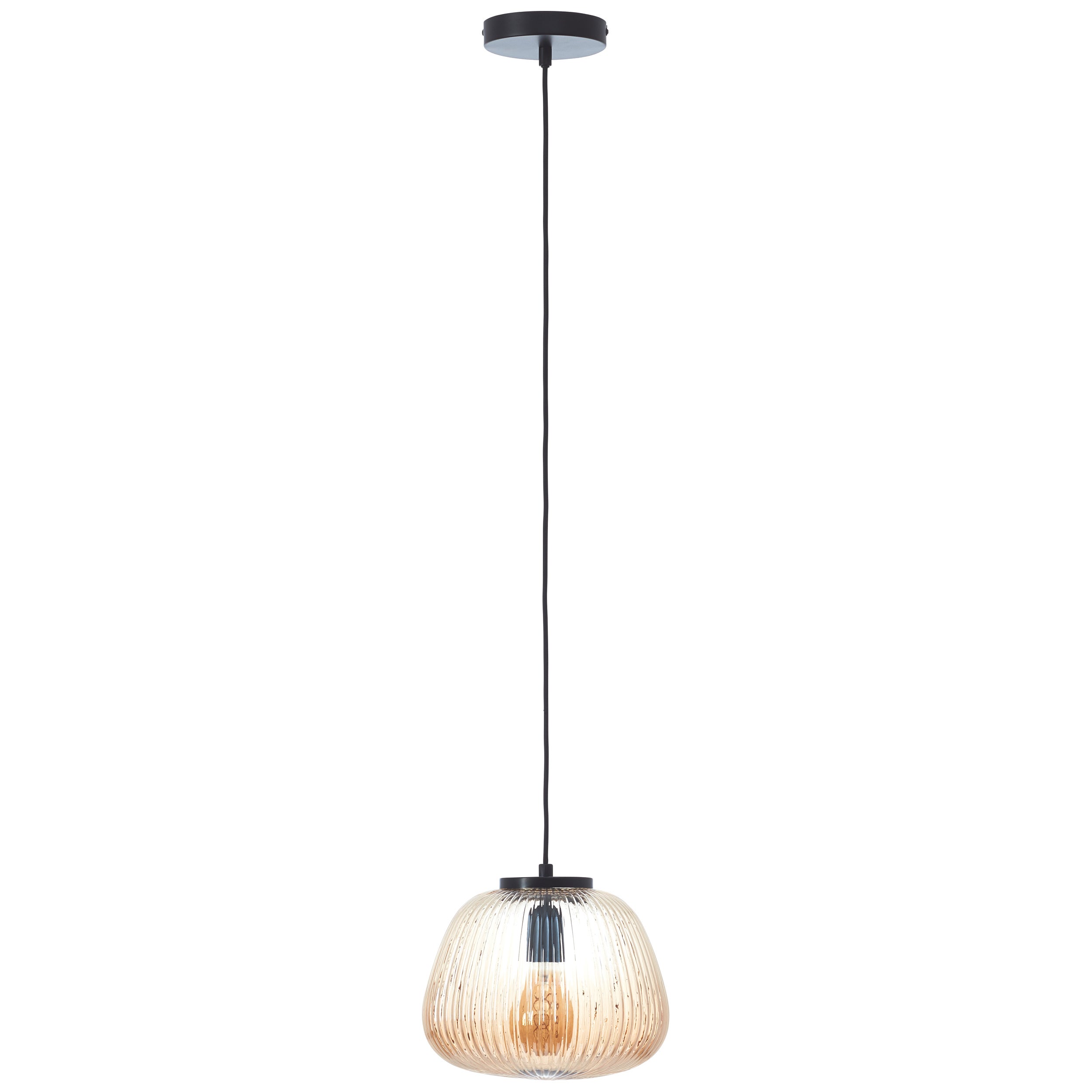 Brilliant Lampa wisząca Kaizen 25cm bursztynowy/czarny matowy metal/brązowy plastik 1x A60, E27, 40 W - 2