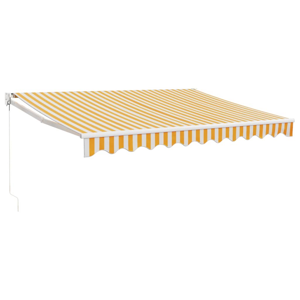Toldo exterior | Toldo retrátil 3x2,5 m tecido e alumínio amarelo e branco CFW62923 - 2