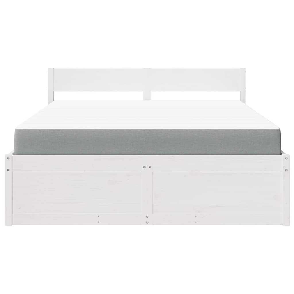 Lit avec tiroirs et matelas blanc 140 x 200 cm pin massif - 4