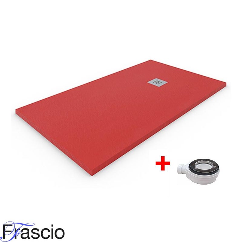 Brodzik Vulcano Line Slim 100x170 cm, kolor czerwony RAL 3020, wykonany z żywicy syntetycznej i proszku marmurowego - FRASCIO