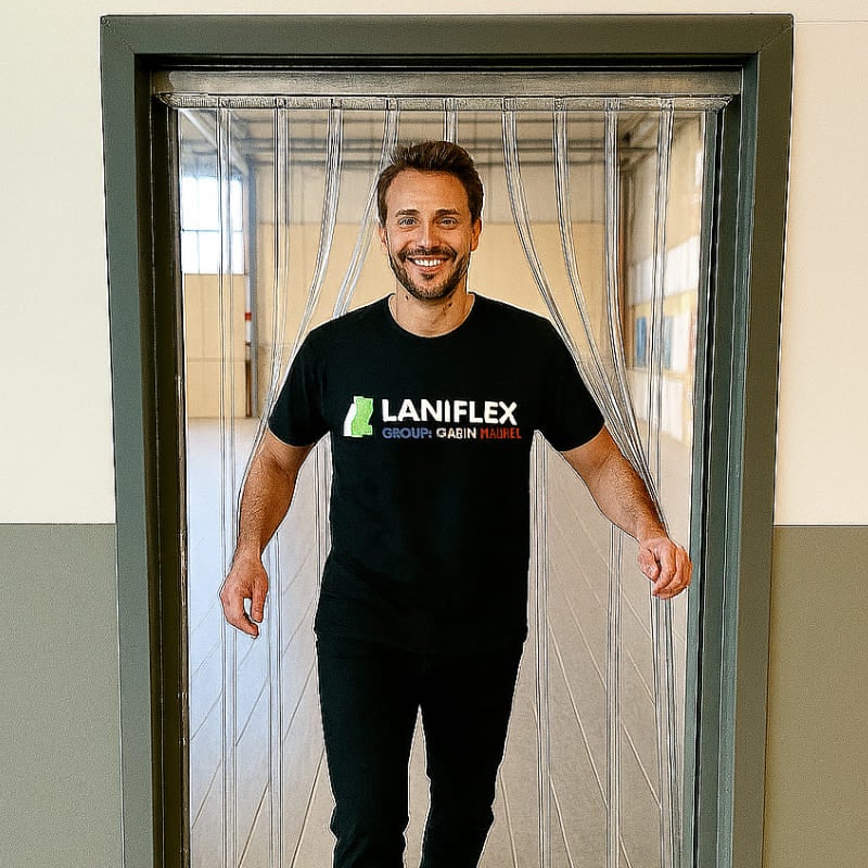 Rideau à lanières PVC transparent 122x200 cm LANIFLEX - Fabriqué en France - Pose facile - Lamelles plastiques qualité pro pour isolation - 6
