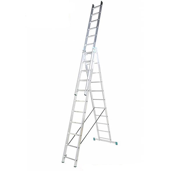 Echelle transformable 3 plans 3x12 barreaux - Longueur max. 7.96m - Sol plat - 7612