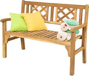 Banc de Jardin en Bois d’Acacia 2-3 Personnes Charge 320 KG-Banc avec Dossier et Accoudoirs pour Jardin/Terrasse