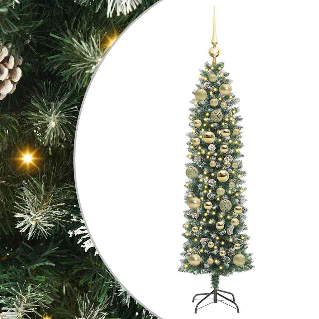 Sztuczne smukłe drzewo bożonarodzeniowe Zielono-biały 120 cm