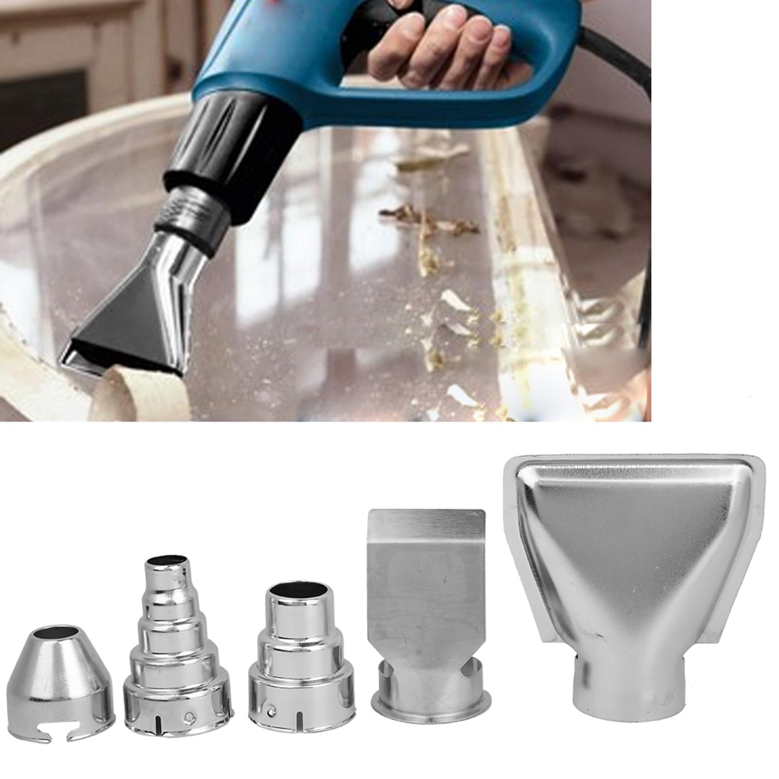 Kit 5 Buses Acier Inoxydable Pour Pistolet à Air Chaud – Diamètre 35 Mm – Différentes Tailles Et Formes Pour Soudure, Décapage & Plus