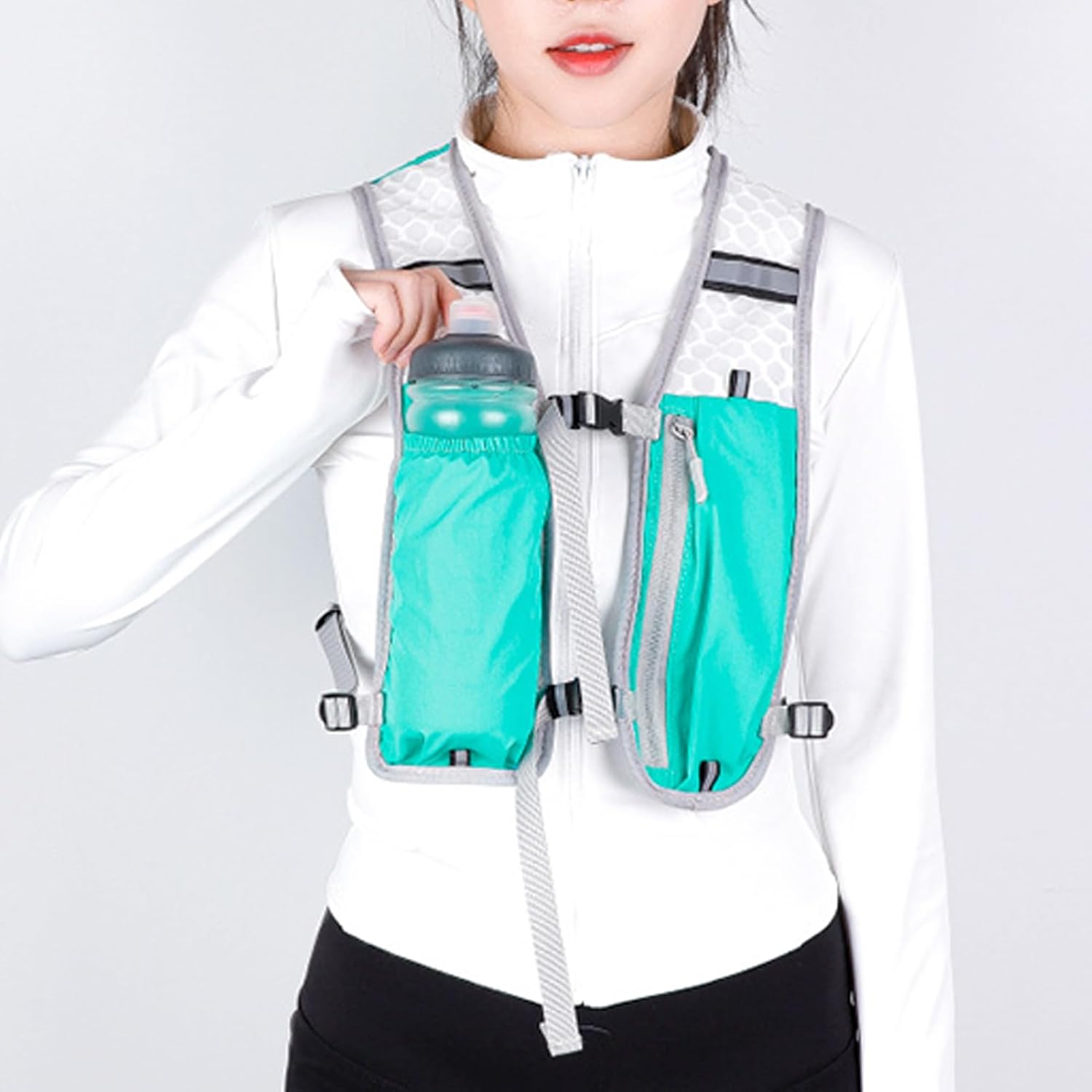 Gilet de Course Unisexe Hydratation : Pochette Téléphone, Rangement Réglable, Léger et Respirant pour Running, Vélo, Randonnée - 2