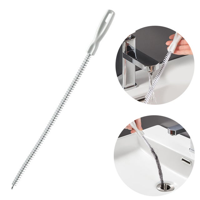 1*Brosse de nettoyage flexible pour canalisations, outil déboucheur de tuyaux pour éviers, douches et baignoires, pour éliminer cheveux(45 cm)