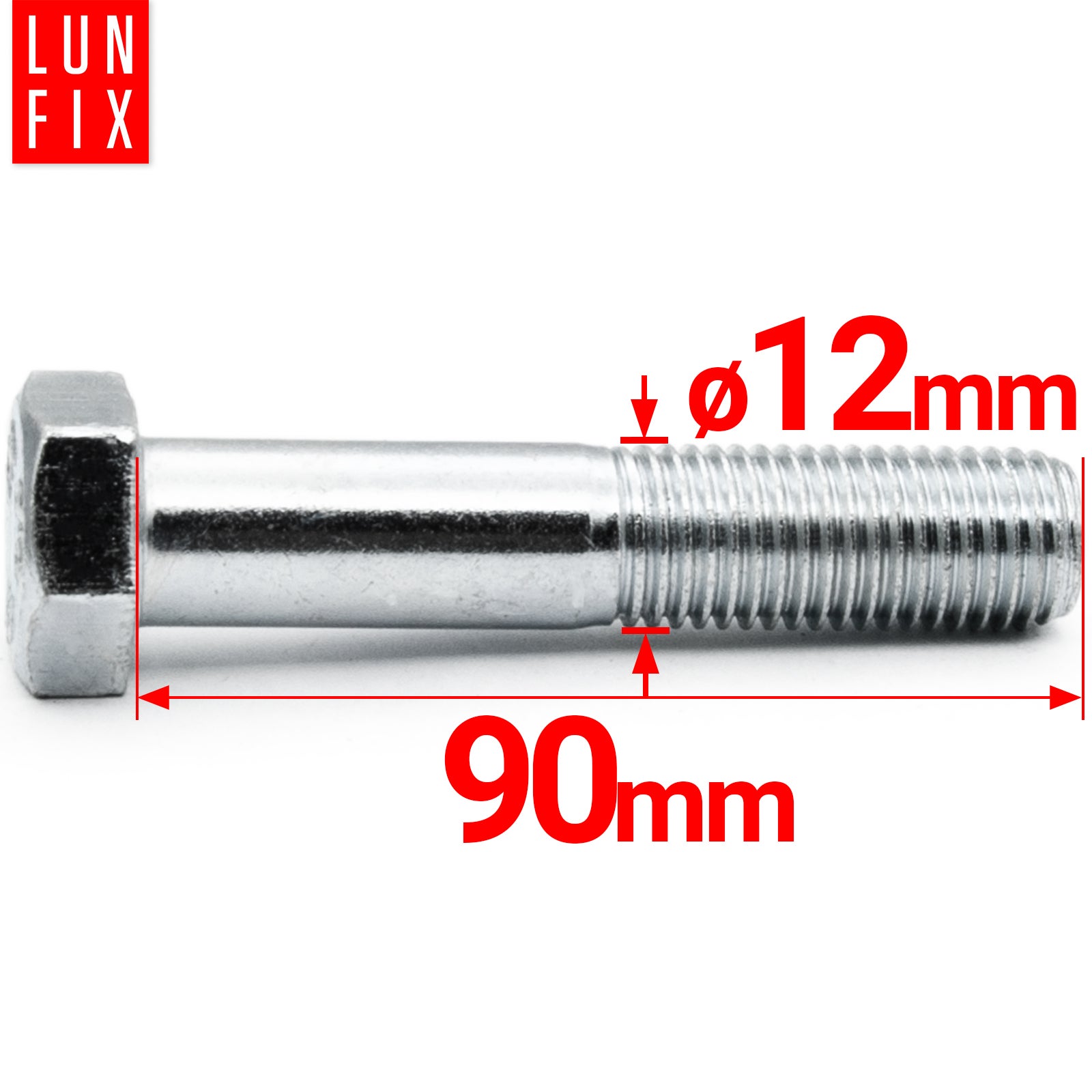 Śruba sześciokątna M12 90 mm DIN 931 kl. 8.8 1kg