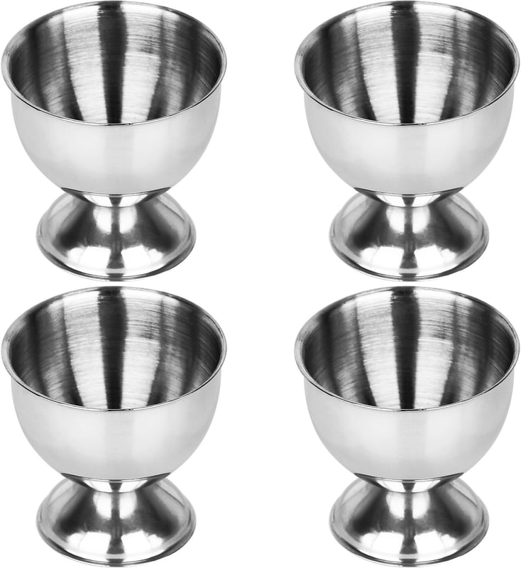 Kieliszek do jajka - Kieliszki do jajka - Stal nierdzewna - 4 sztuki - Srebrny