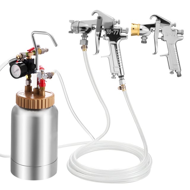 Reservoir de peinture SucceBuy sous pression 2 L 0,31 MPa, pot de peinture avec 2 pistolets de pulverisation φ1,8 mm + φ3 mm et tuyaux,pour artistique