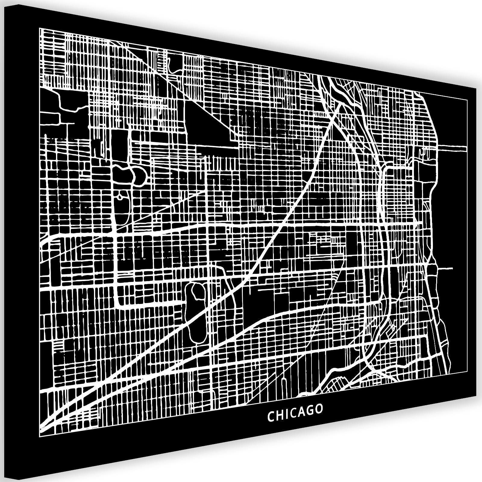 Obraz na płótnie, Chicago - plan miasta 60x40