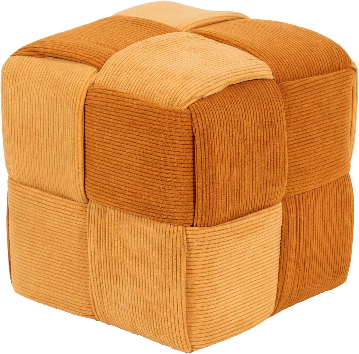 Beliani Pouf Intrecciato Moderno 50x30 Cm, Velluto A Coste Beige, Seduta Multifunzionale Per Salotto In Stile Scandinavo