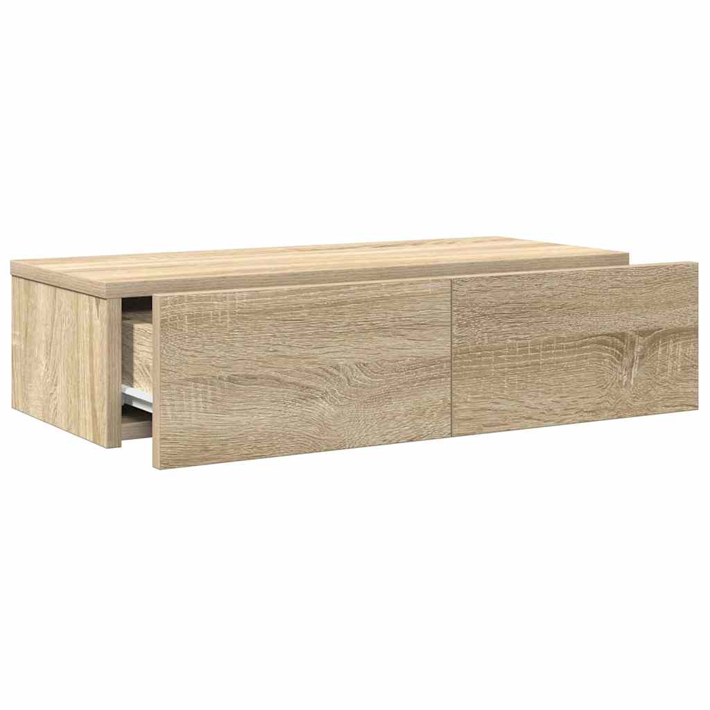 Étagère murale | Étagère flottante | Étagère suspendue avec tiroirs chêne sonoma bois d'ingénierie CFW932281 - 7