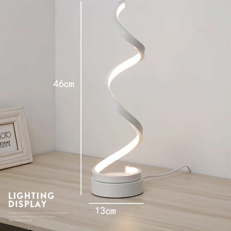 Lampada da tavolo moderna a spirale, 3 opzioni di colore, lampada da tavolo a LED, lampada da comodino, lampada da scrivania - 6