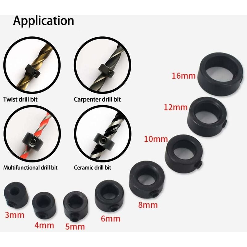 LAOA 3-16mm Foret Profondeur Butée Anneau Anneau Positionneur Anneau
