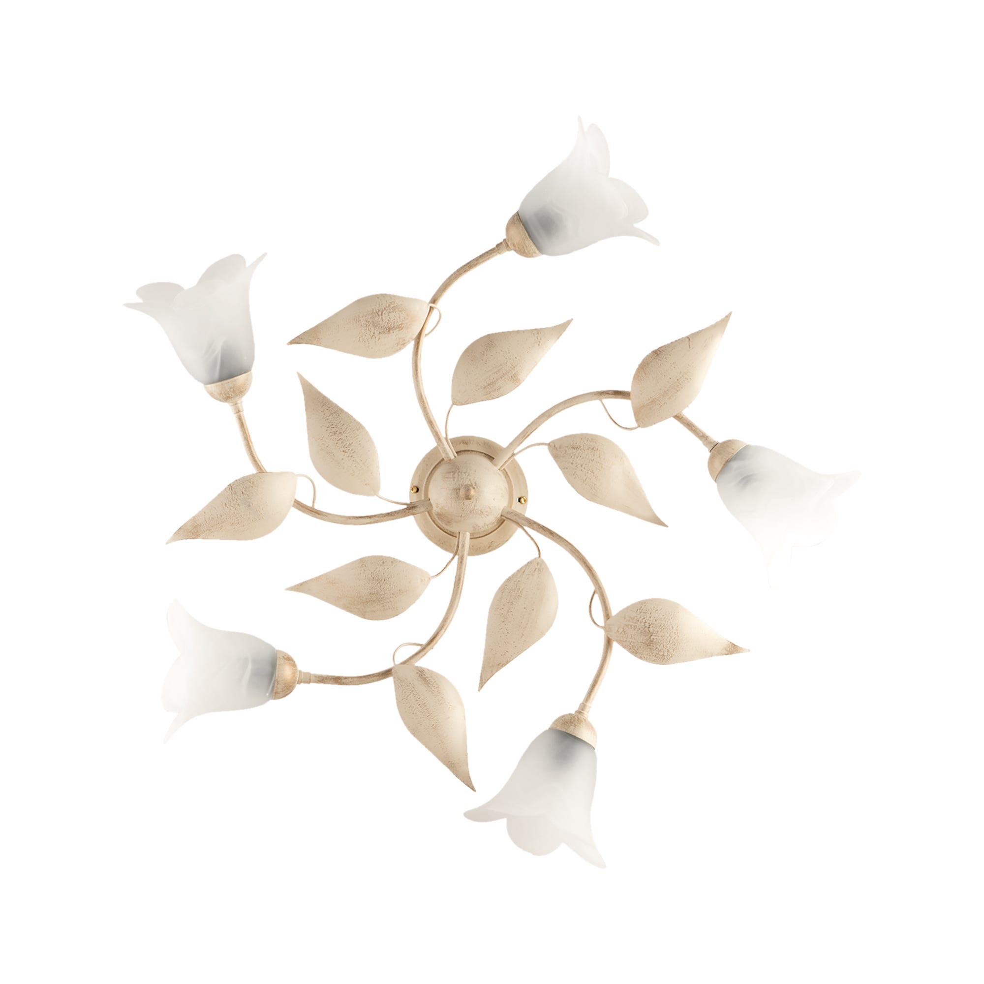 Lampadario In Legno Classico Avorio Oro 5 Luci Picchio - Foto 3