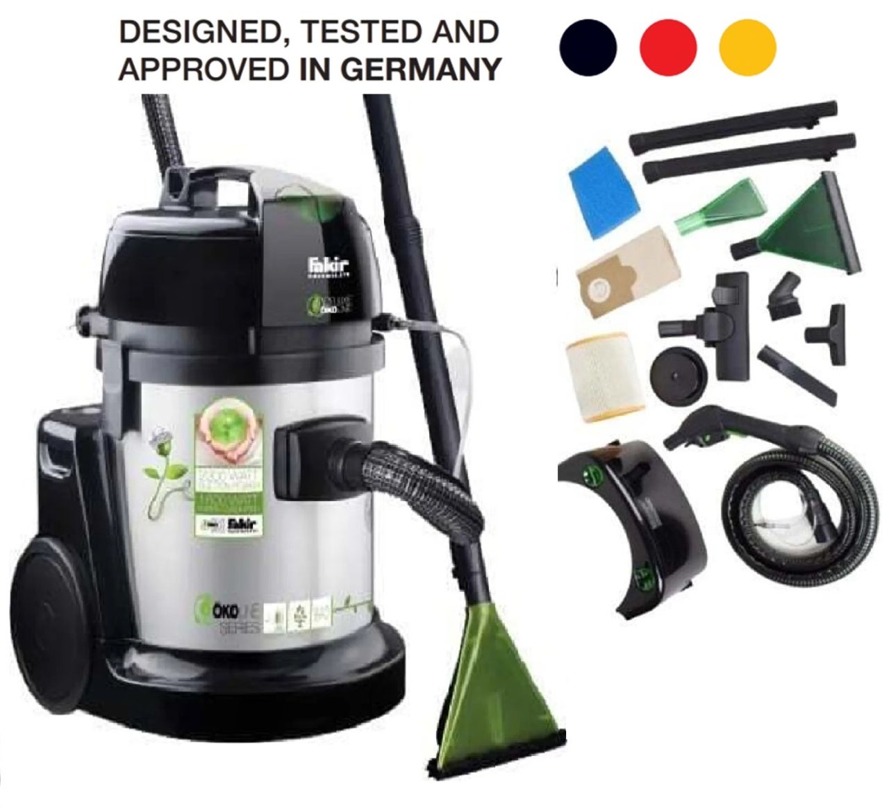 Aspirator profesional cu spalare 9800 S Öko Power - FAKIR Germania, 1600W, 22 litri, Injectie-extractie, 5 bari, ideal pentru tapiterii, mocheta, auto