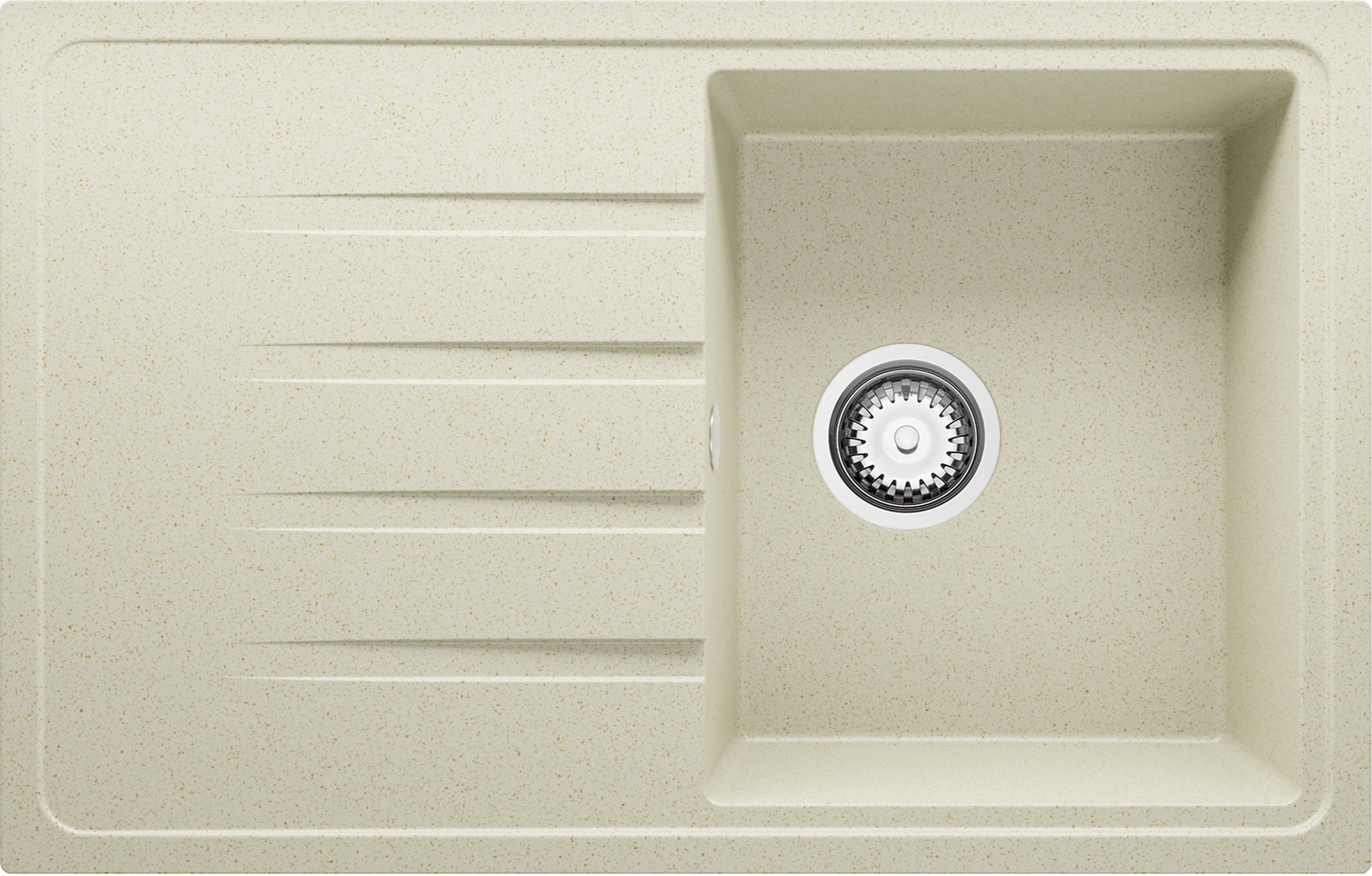 Evier Cuisine En Granit Beige 58x50cm, Lavabo 1 Bac + Kit De Vidage, Évier à Encastrer Au Meuble 60cm Oslo Primagran 97328785
