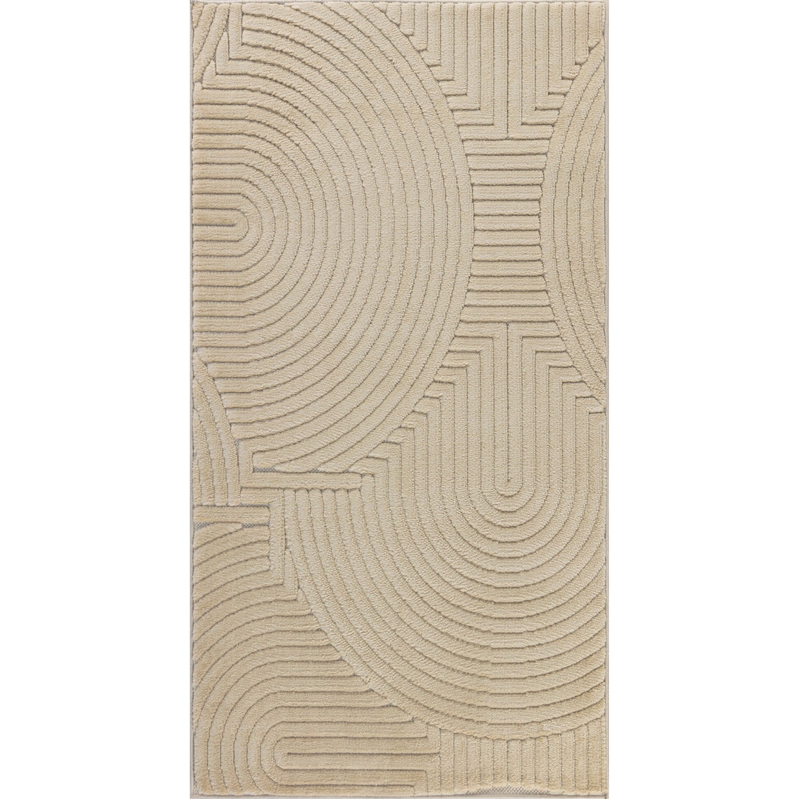 Tapis Extérieur Terrasse Belek 120x170 Cm - Géométrique Scandinave Ivoire Gris