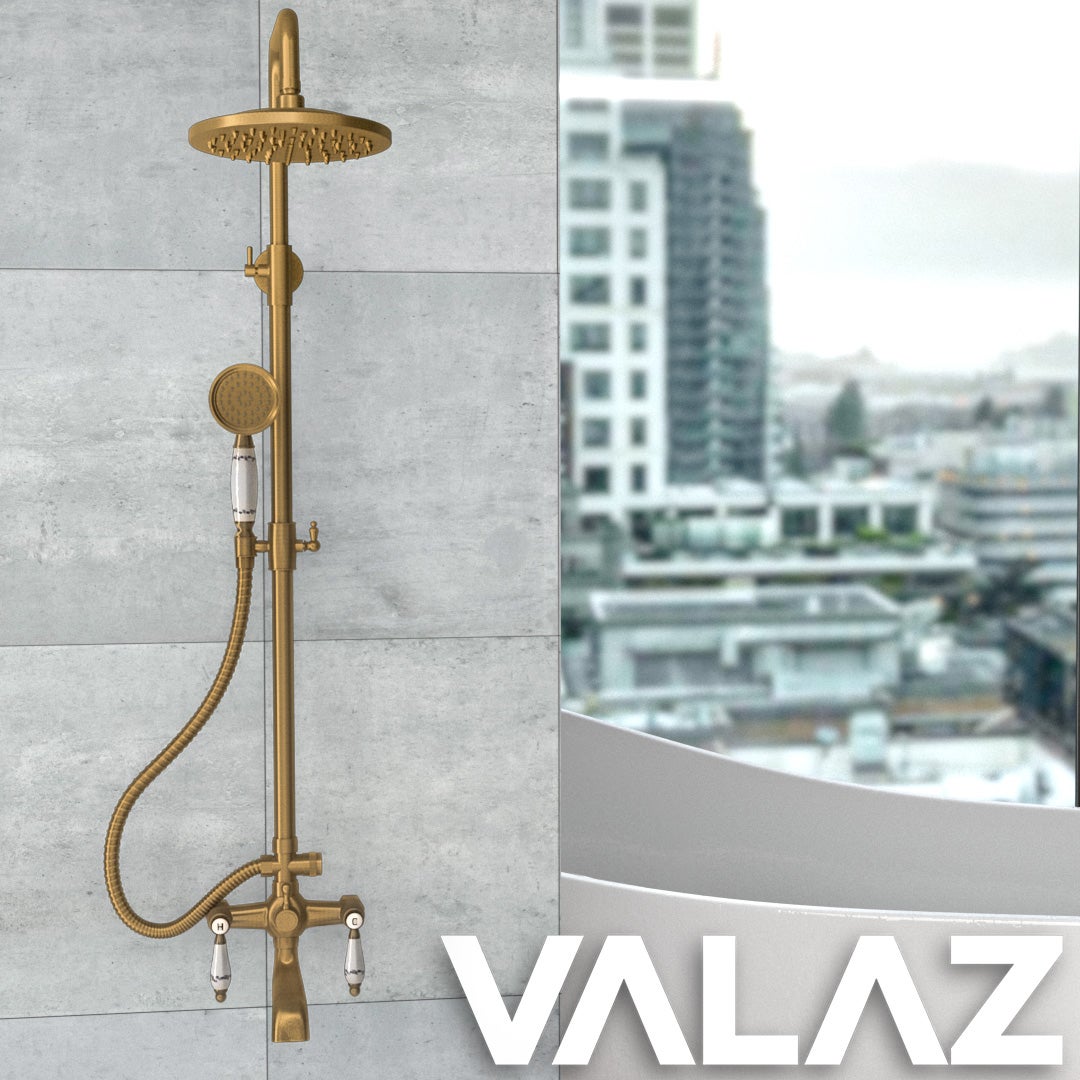 Valaz Ensemble de douche réglable jusqu'à 120 cm, baignoire au design rétro vintage - Série Mijares - 7