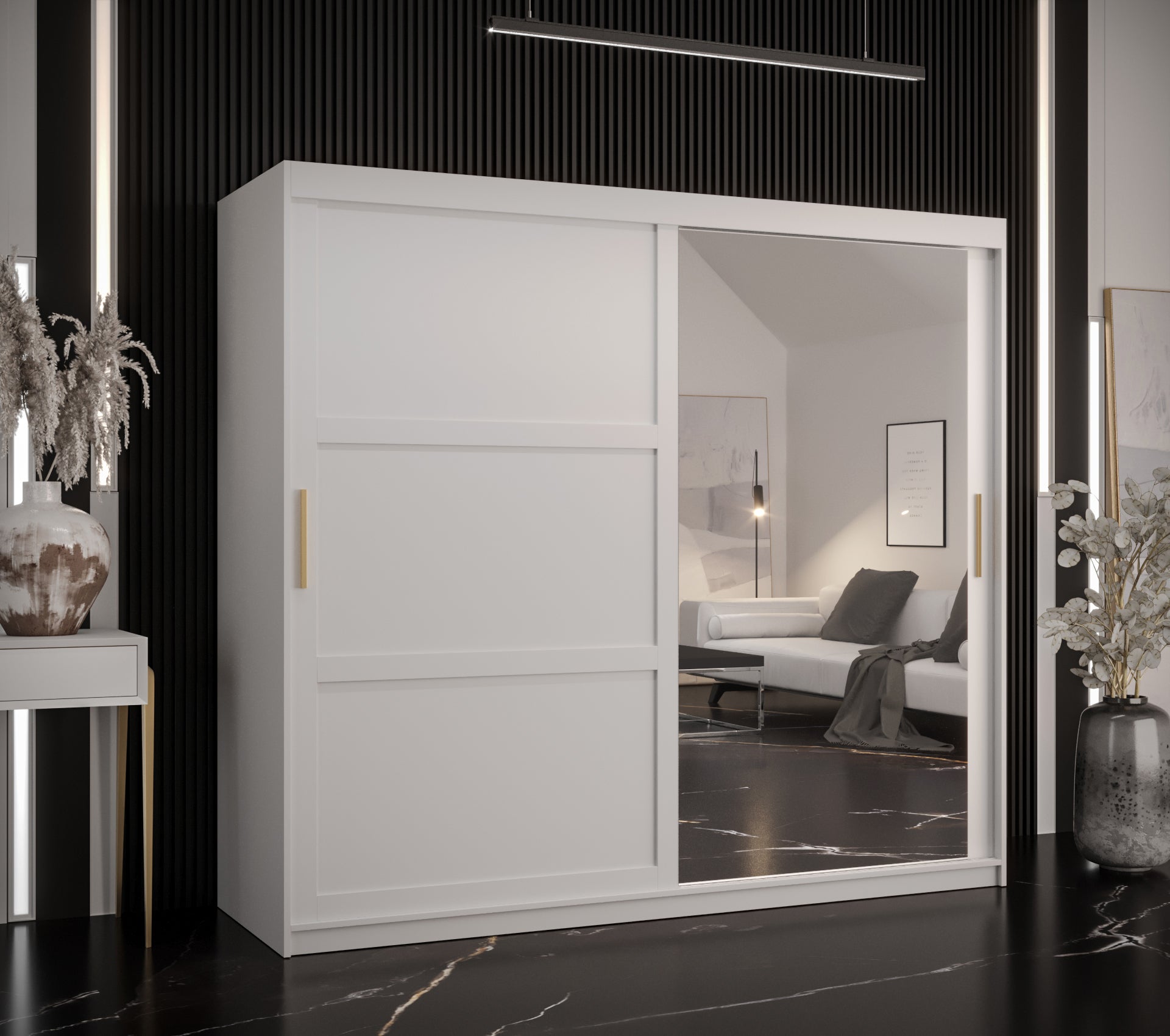 Szafa przesuwna garderoba RAMIRO 2 200 x 62 x 200 cm Biały - Abiks Meble - 2