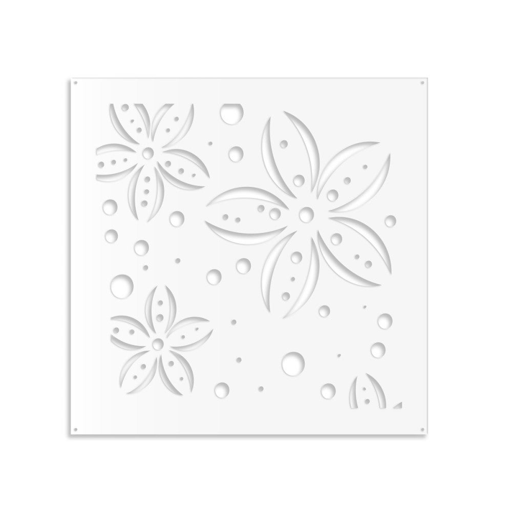 KWIATY - Panel perforowany z PCV - Parasol biały 98x98 cm, grubość 1 cm